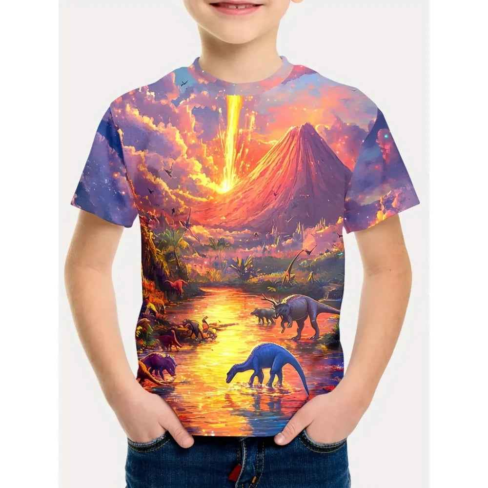 🦕 Epic Dino Adventure Tee – Roar Into Summer in Style! 3D Dinosaur Print T-Shirt for Boys – Cool, Bold, and Summer-Ready! - ThiGui