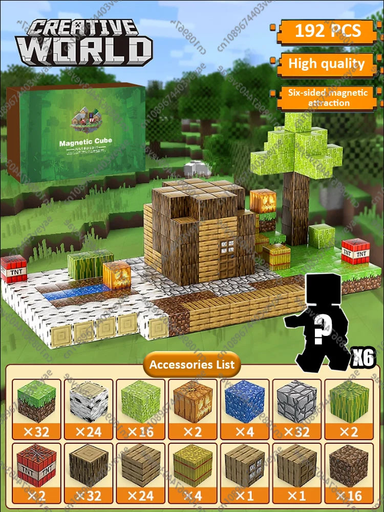 🧲 Build & Imagine! Magnetic Mine World Cube Set for Kids – Craft, Create, and Play 🎮🌍 - ThiGui