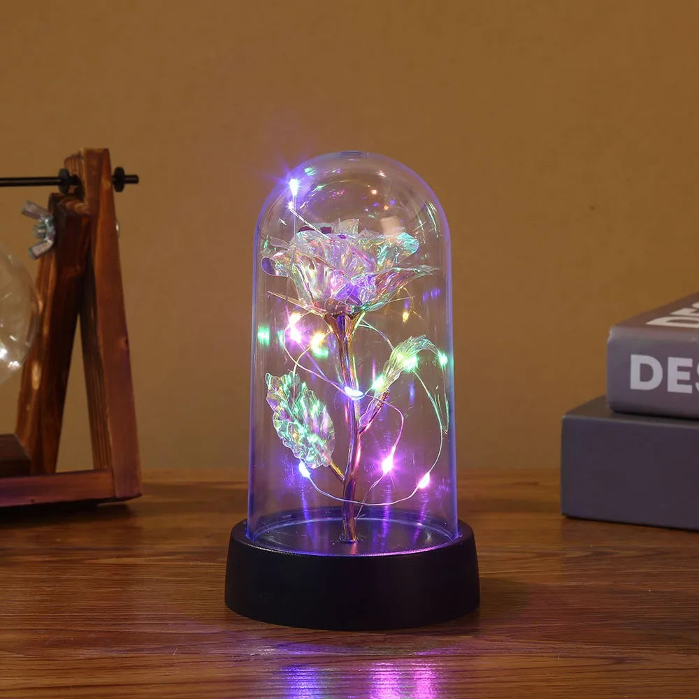 🌹✨ A Magical Glow for Mum’s Heart – Galaxy Rose with Lights in Glass Dome 💖🌌 - ThiGui