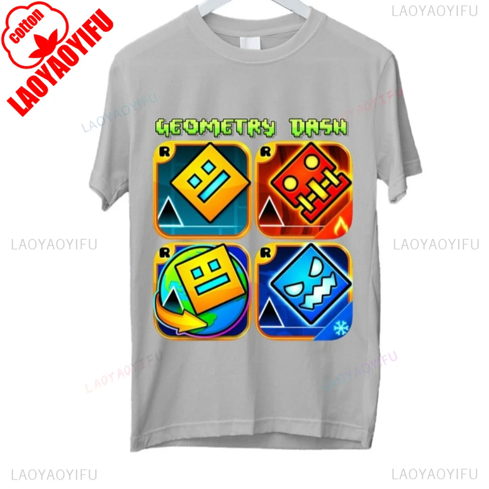 Dash Into Fun Geometry Dash Tee 🎮⚡ Cool 3D Gaming Cotton T-Shirt - ThiGui