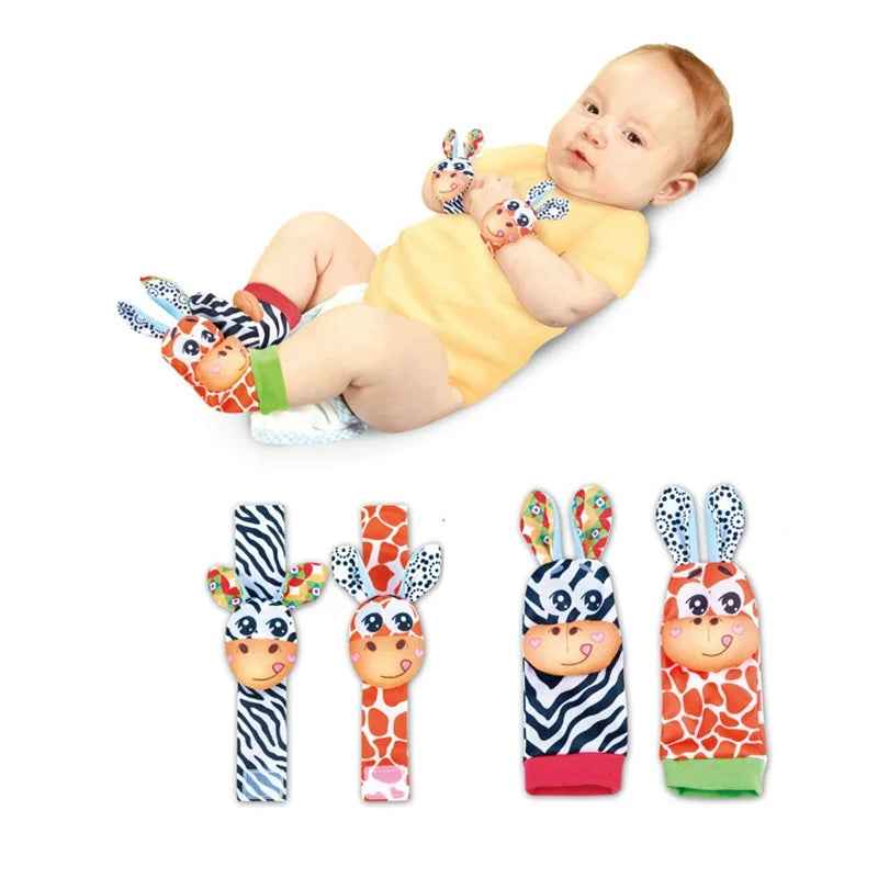 🐾 Baby’s First Discovery Set 👶 – Foot Finder Socks & Wrist Rattles for Sensory Fun! - ThiGui