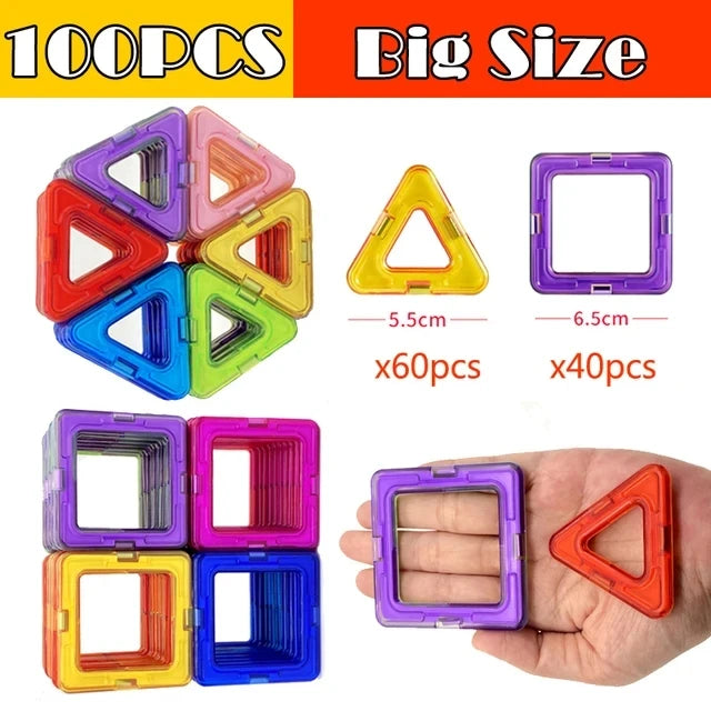 🌈 Magnetic Builder Blocks Set 🧲 | 50–100pcs of Creative STEM Fun for Curious Kids 🧠 - ThiGui