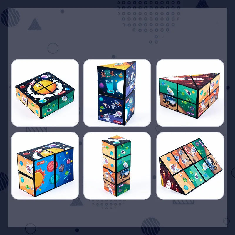 🧠 Smart Fun! Geometric Puzzle Cube Toy 🔄 | Shape-Shifting Fidget Game for Kids & Grown-Ups - ThiGui