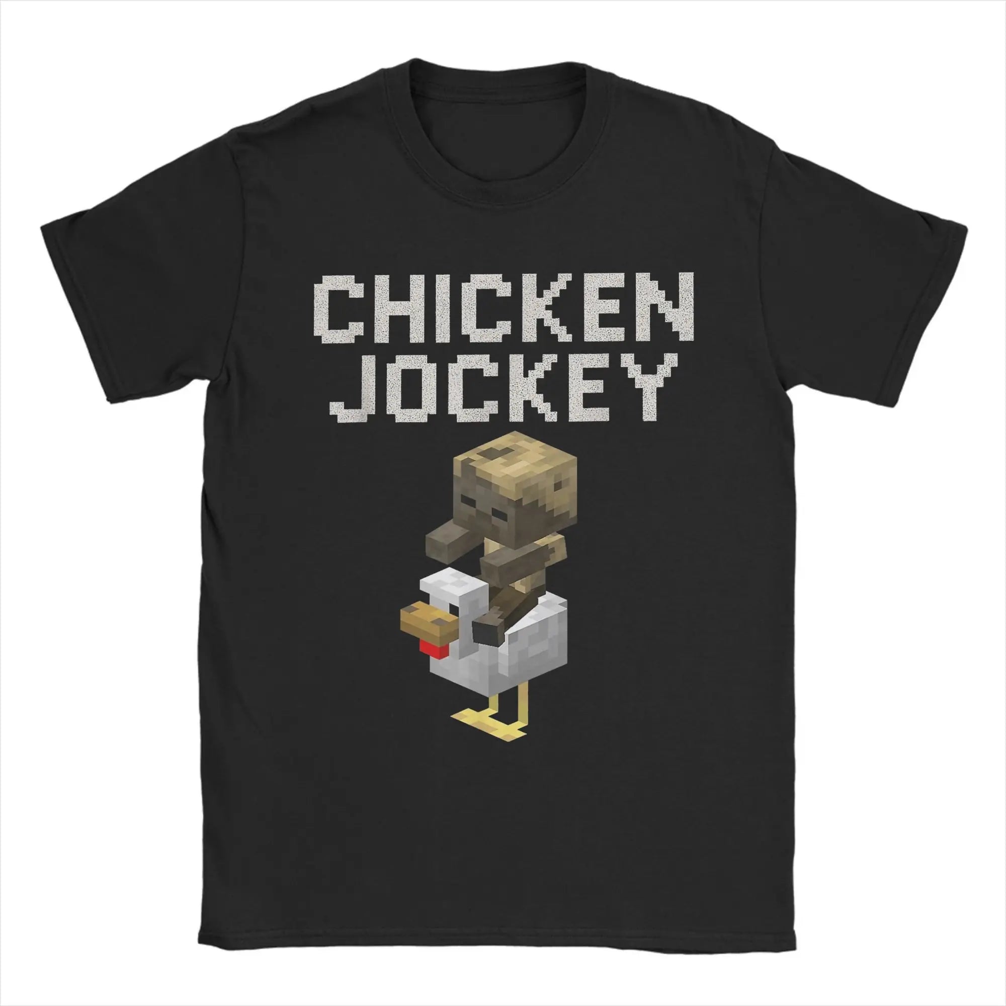Chicken Jockey Pixel Zombie Tee 🧟‍♂️🐔 100% Cotton Gamer Fun - ThiGui