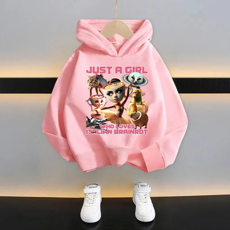 Italian Brainrot Tung Tung Hoodie 😆🧥 Fun Thin Cartoon Sweatshirt for Boys - ThiGui