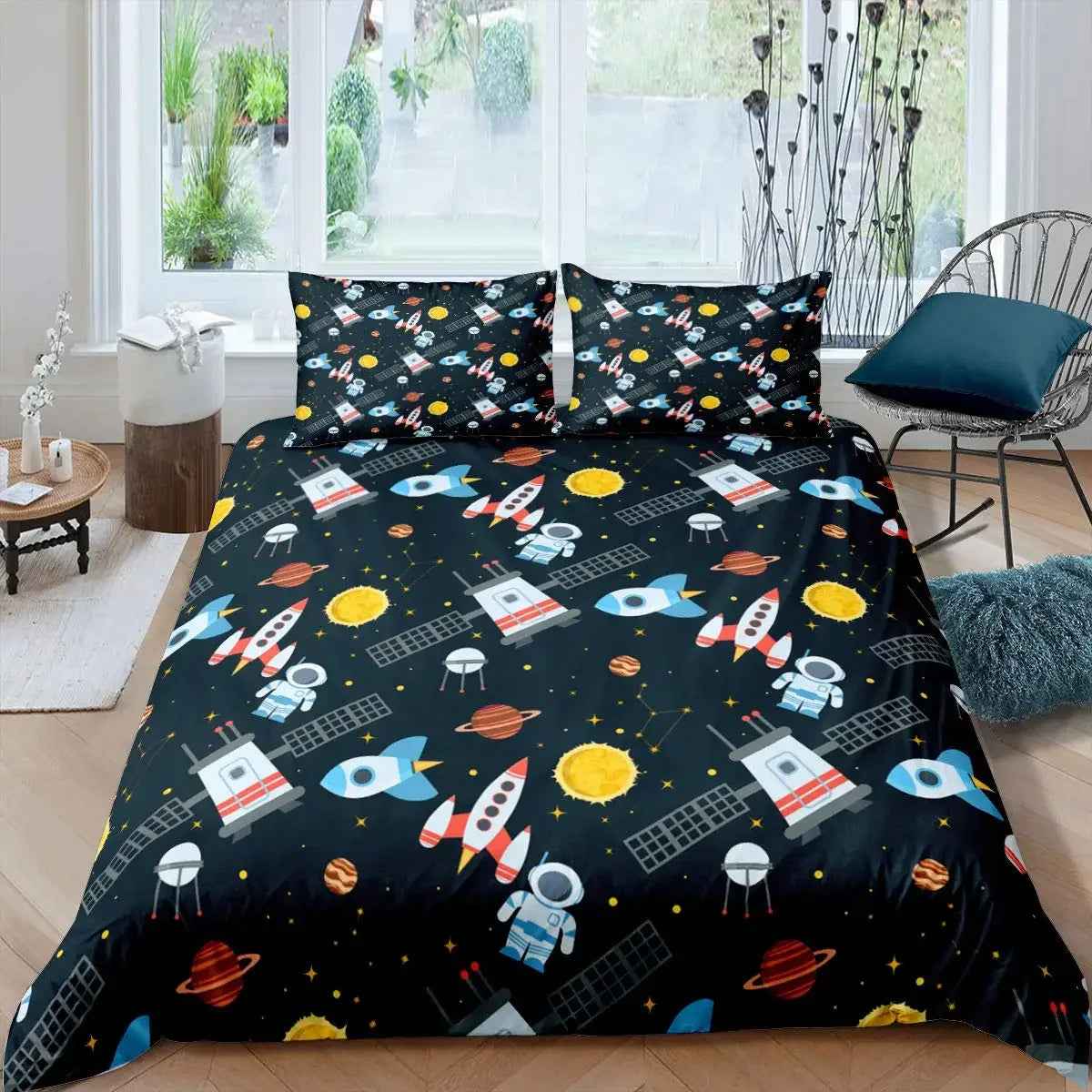 🚀Up, Up, and Asleep! Adorable Astronaut Bedding Set for Little Space Explorers - ThiGui