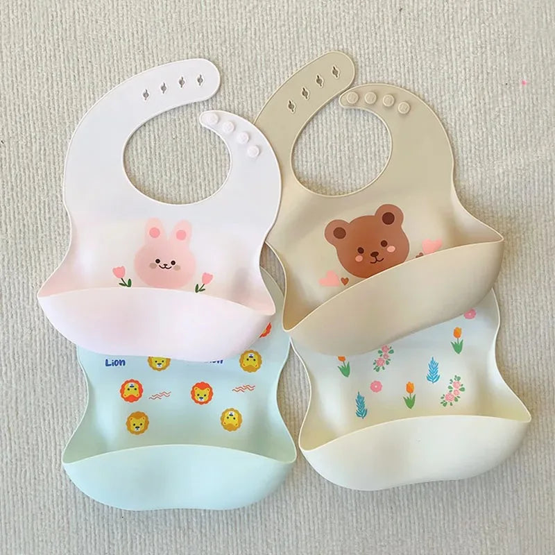 🐻🍽️ Soft Silicone Baby Bib – Cute, Comfy & Totally Mess-Proof! 💧👶 - ThiGui