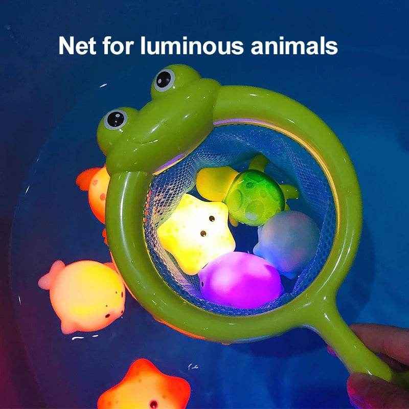 🐳LED Light Up Toys Baby Cute Animals Bath Toy Swimming Water Soft Rubber Float Induction Luminous Duck for Kids Play Funny Gifts - ThiGui