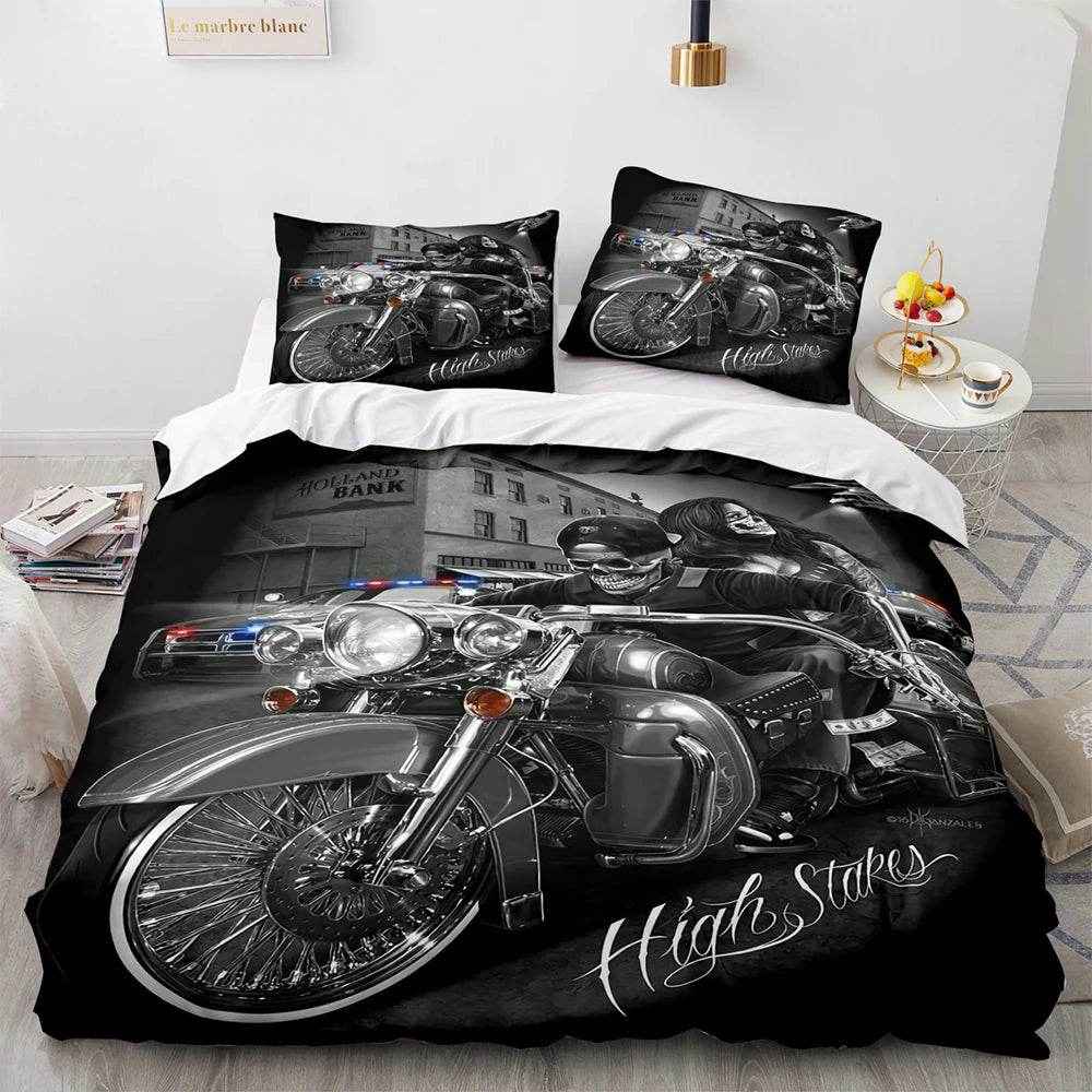 🛏️Zoom Zoom Dreams: 3D Motorcycle Bedding Set for Speed-Loving Boys! 💨 - ThiGui