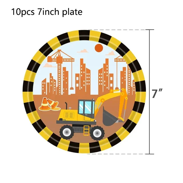 🚧 Party Zone Activated! Construction-Themed Tableware Set for Boys Who Dig Trucks 🛠️🎉 - ThiGui