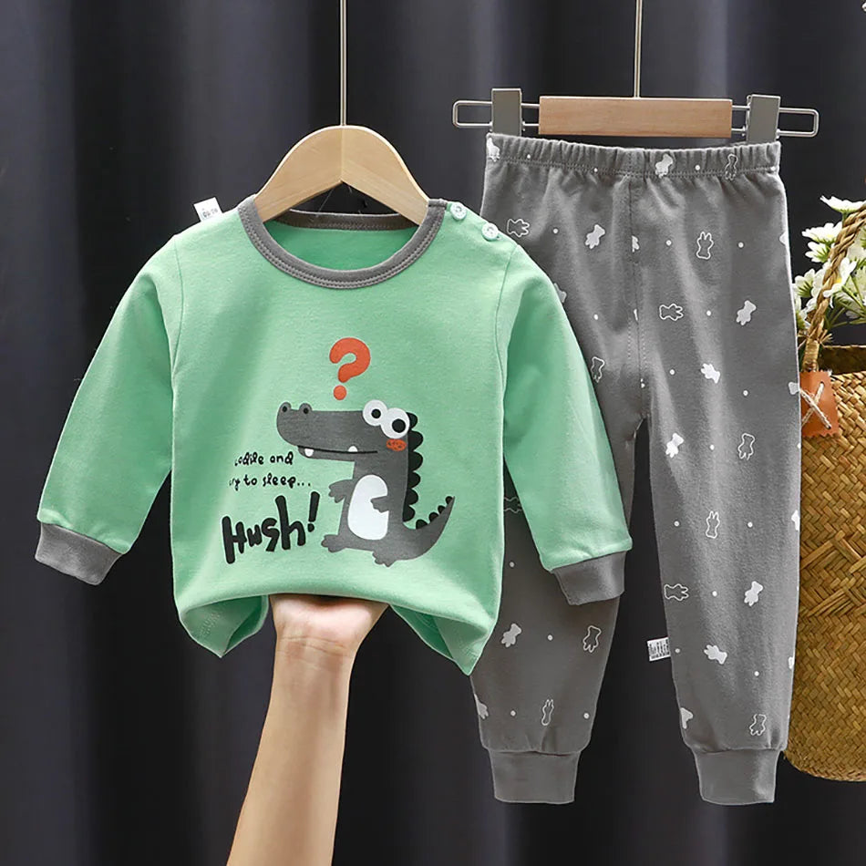 🦕 Snuggle Up in Dino Dreams – Comfy Cotton PJs for Boys & Girls 🌙💤 - ThiGui