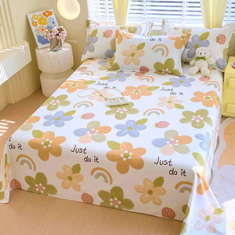 🛏️Fresh Flowers, Sweet Dreams – Soft Cotton Bed Sheet for Kids 🌸 - ThiGui