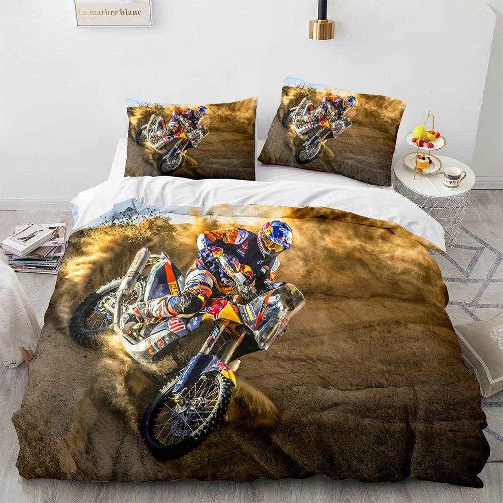 🛏️Zoom Zoom Dreams: 3D Motorcycle Bedding Set for Speed-Loving Boys! 💨 - ThiGui