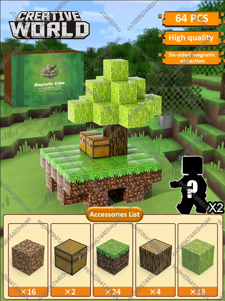 🧲 Build & Imagine! Magnetic Mine World Cube Set for Kids – Craft, Create, and Play 🎮🌍 - ThiGui