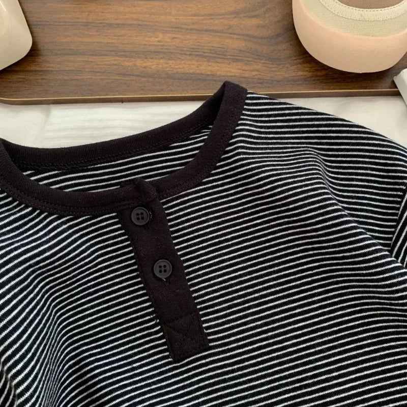 🌟 Autumn Essential! Soft Striped Long Sleeve Tee for Stylish Little Ones 👦👧🍂 - ThiGui
