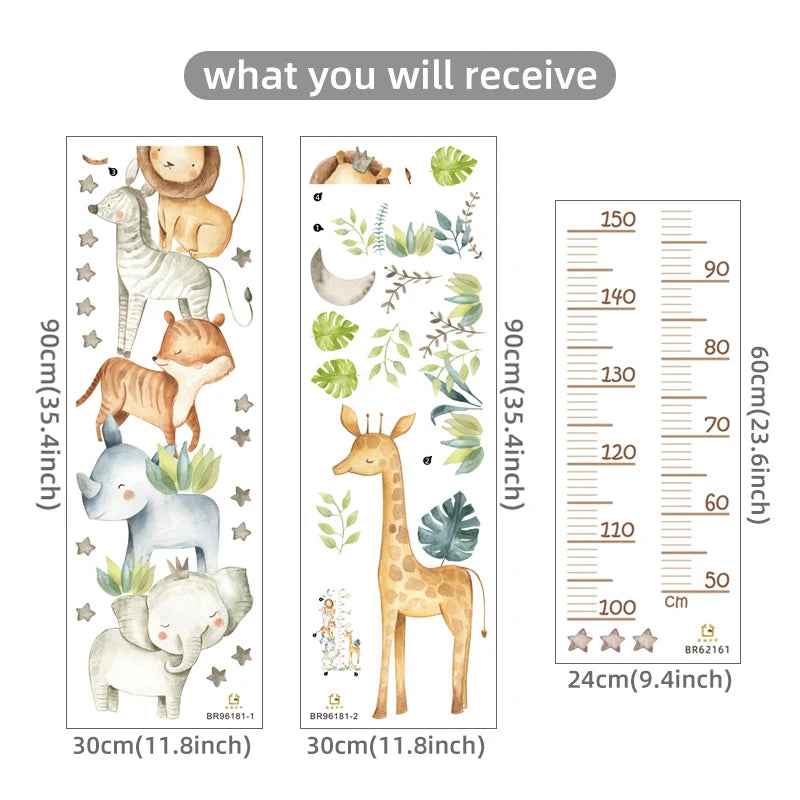 🐘3-in-1 Jungle Fun Growth Charts – Cute Animal Rulers for Growing Boys' Rooms - ThiGui