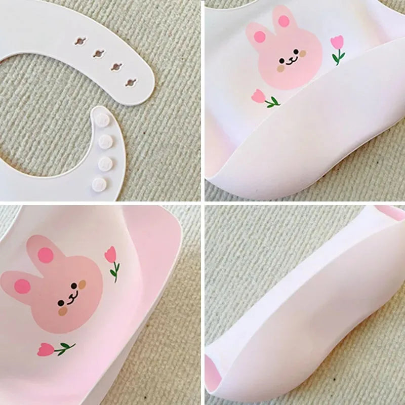 🐻🍽️ Soft Silicone Baby Bib – Cute, Comfy & Totally Mess-Proof! 💧👶 - ThiGui