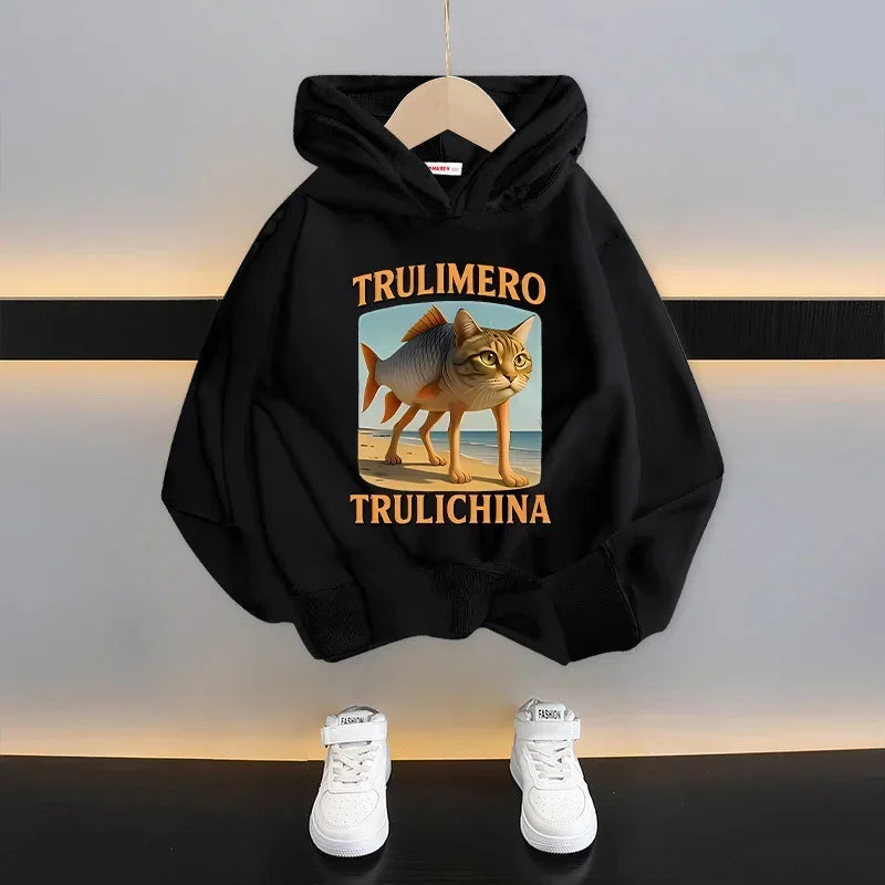 Italian Brainrot Tung Tung Hoodie 😆🧥 Fun Thin Cartoon Sweatshirt for Boys - ThiGui