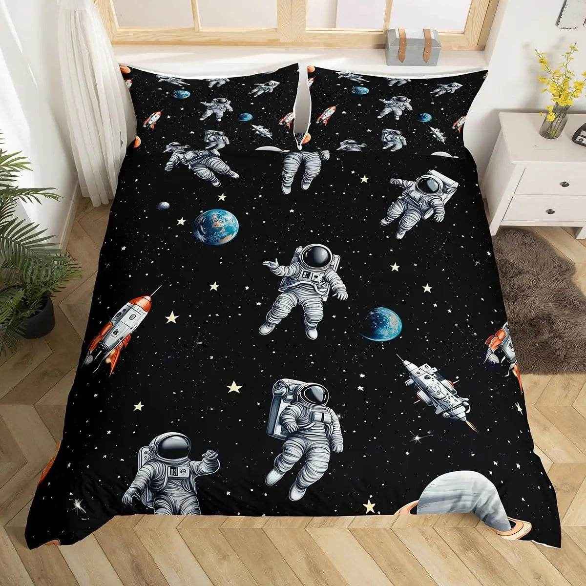 🛸 Cartoon Astronaut Duvet – Soft, Fun & Cozy Bedding for Space-Loving Kids! - ThiGui