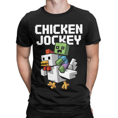 Chicken Jockey Pixel Zombie Tee 🧟‍♂️🐔 100% Cotton Gamer Fun - ThiGui
