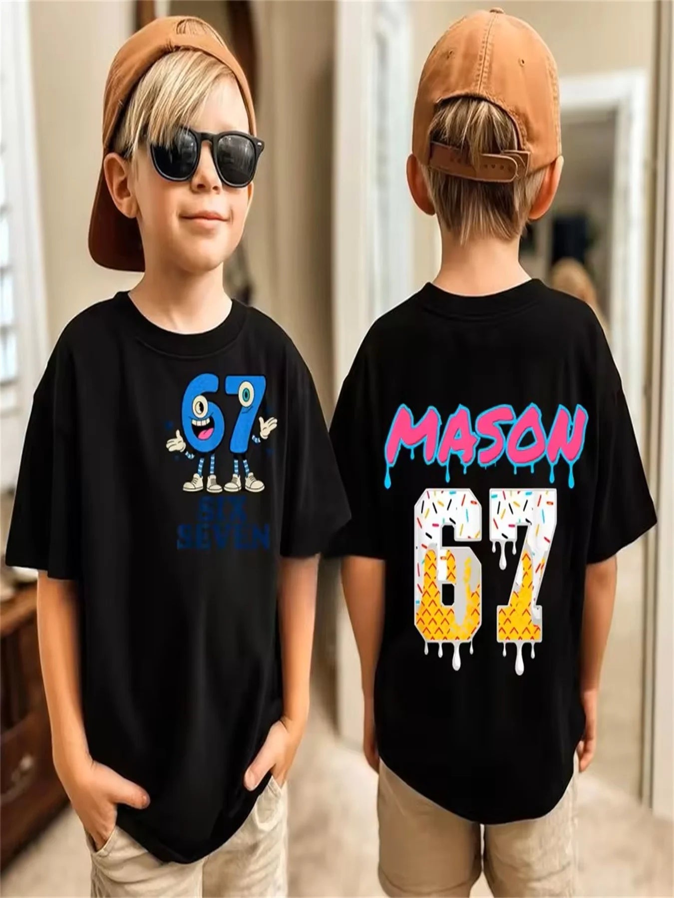 67 Meme Kids Tee 😎🔥 Loose Fit Summer Streetwear Fun - ThiGui