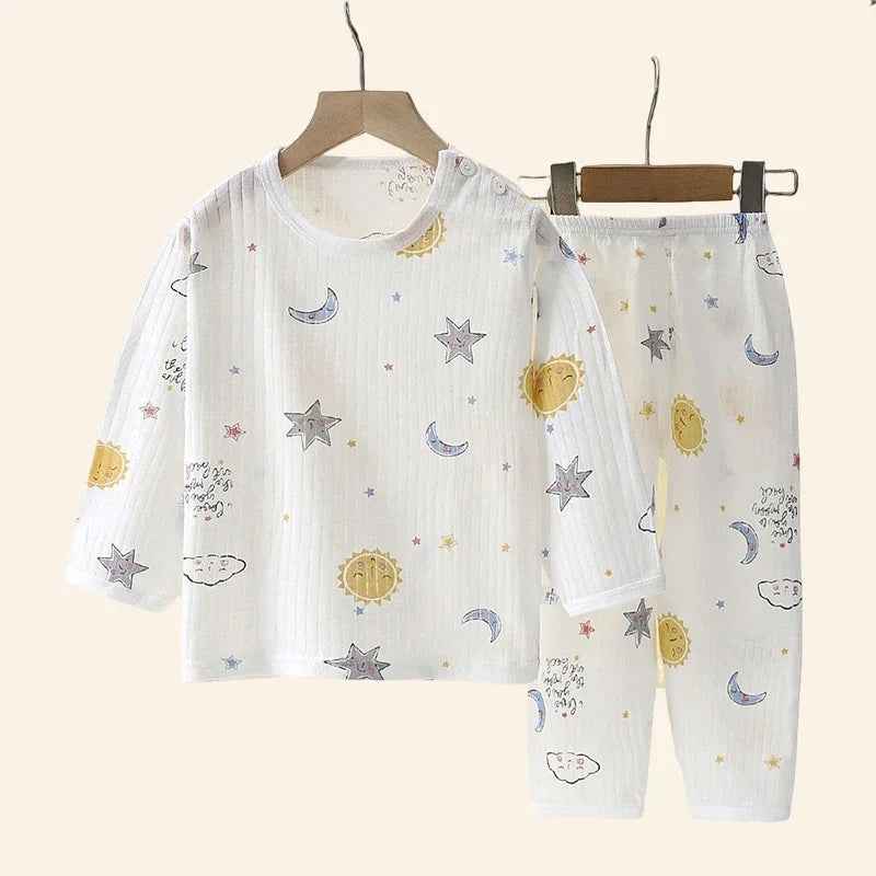 👦🛏️ Soft & Snuggly Cartoon Pyjama Set for Boys – Long & Short Sleeve Options! - ThiGui