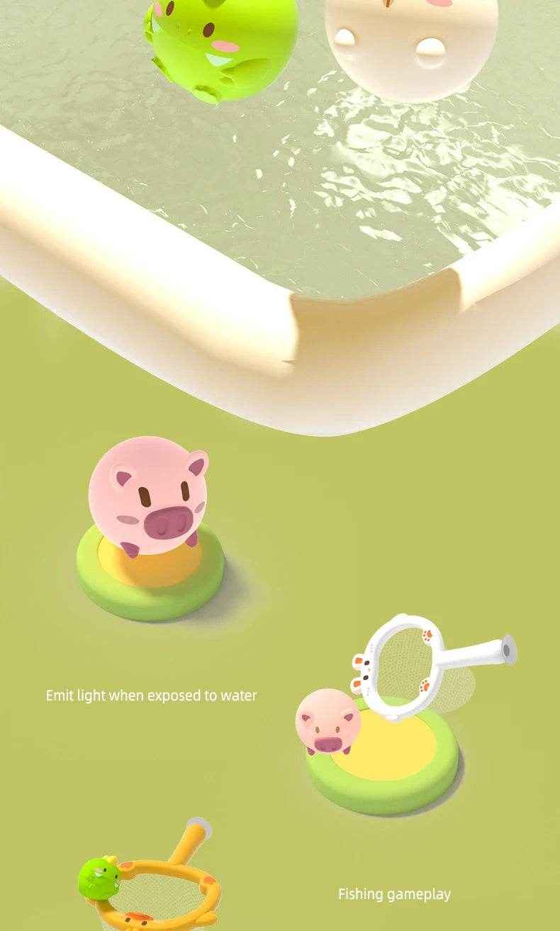 🐳LED Light Up Toys Baby Cute Animals Bath Toy Swimming Water Soft Rubber Float Induction Luminous Duck for Kids Play Funny Gifts - ThiGui