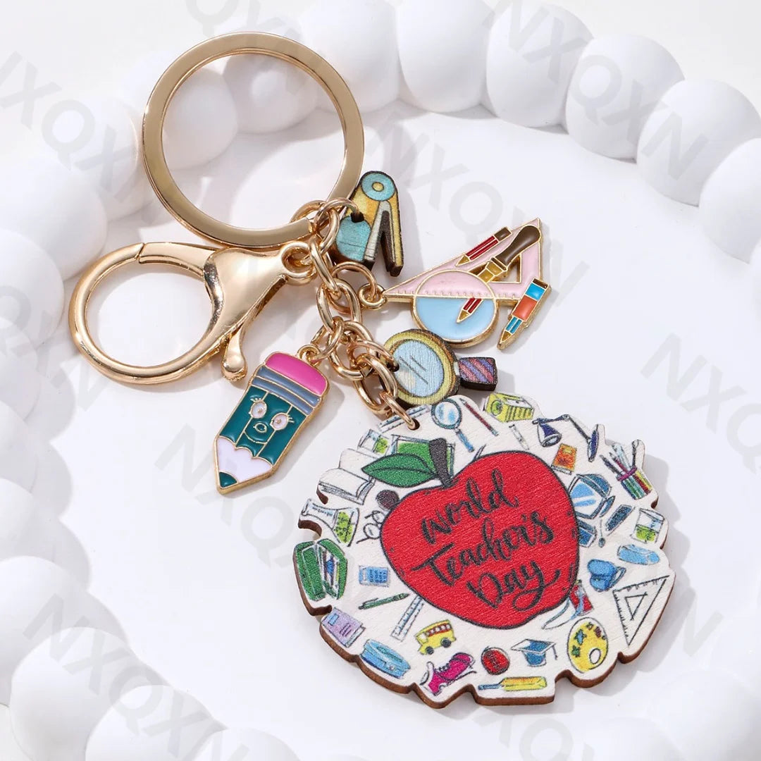 🍎💖 A Little Thank-You with Big Heart – Cute Teacher Keychain Gift 🌈✏️ - ThiGui