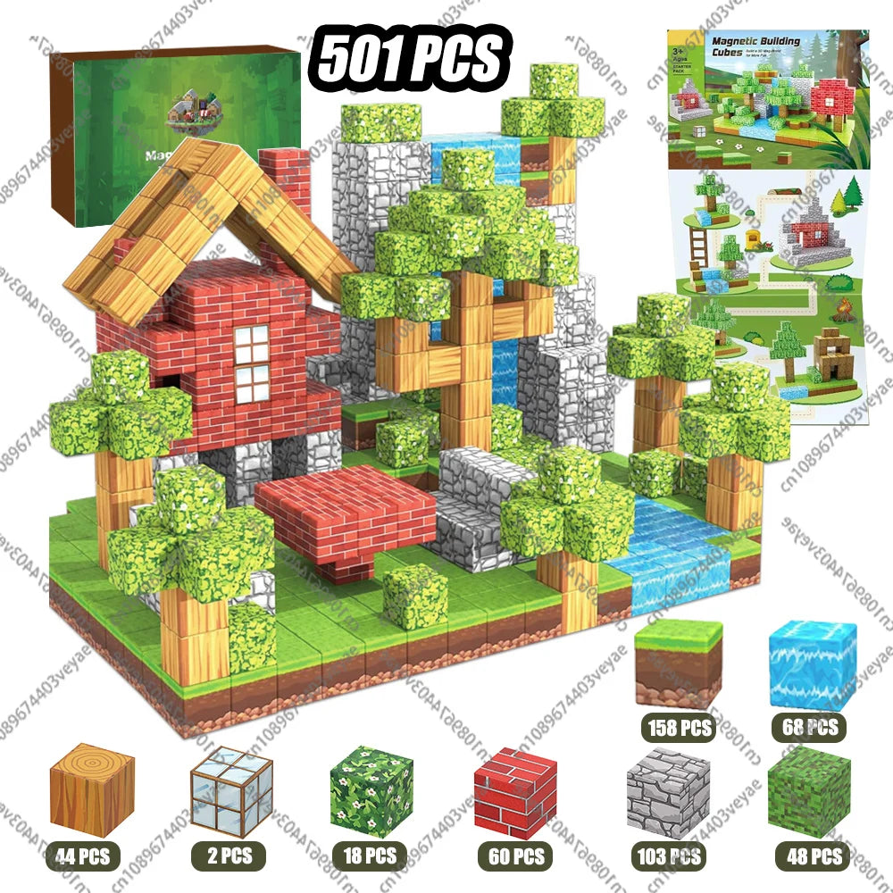 🧲 Build & Imagine! Magnetic Mine World Cube Set for Kids – Craft, Create, and Play 🎮🌍 - ThiGui