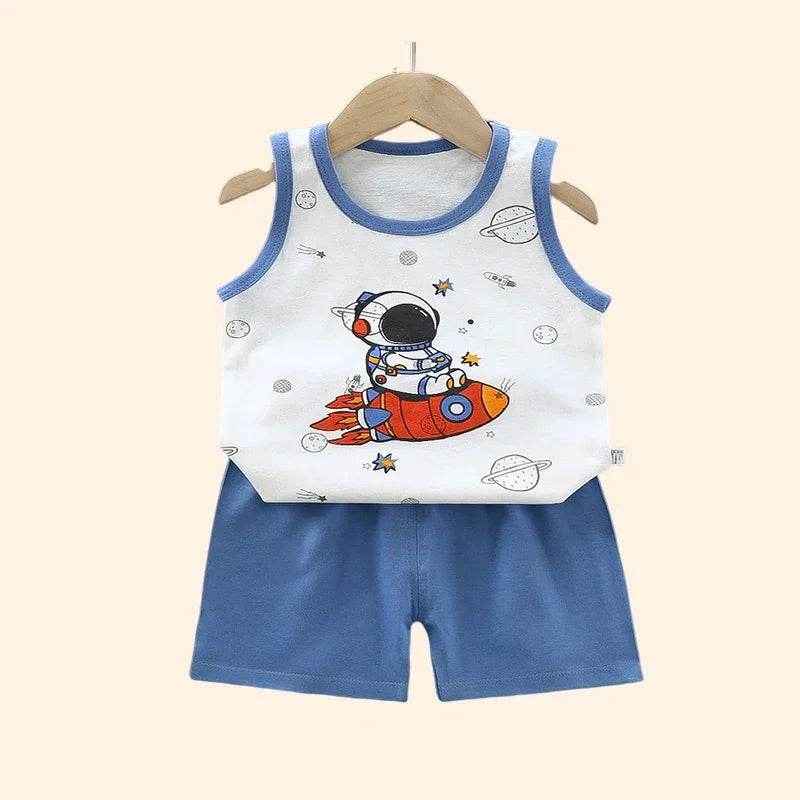 🌞Cool & Comfy Summer Outfit for Little Explorers – Cotton Tank & Shorts Set - ThiGui