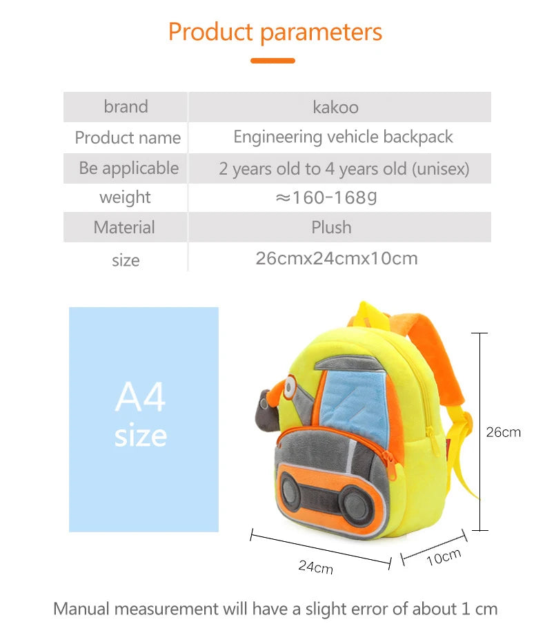 🚧👷‍♂️ Excavator Plush Backpack – Soft & Fun Schoolbag for Tiny Construction Fans! 🎒💛 - ThiGui