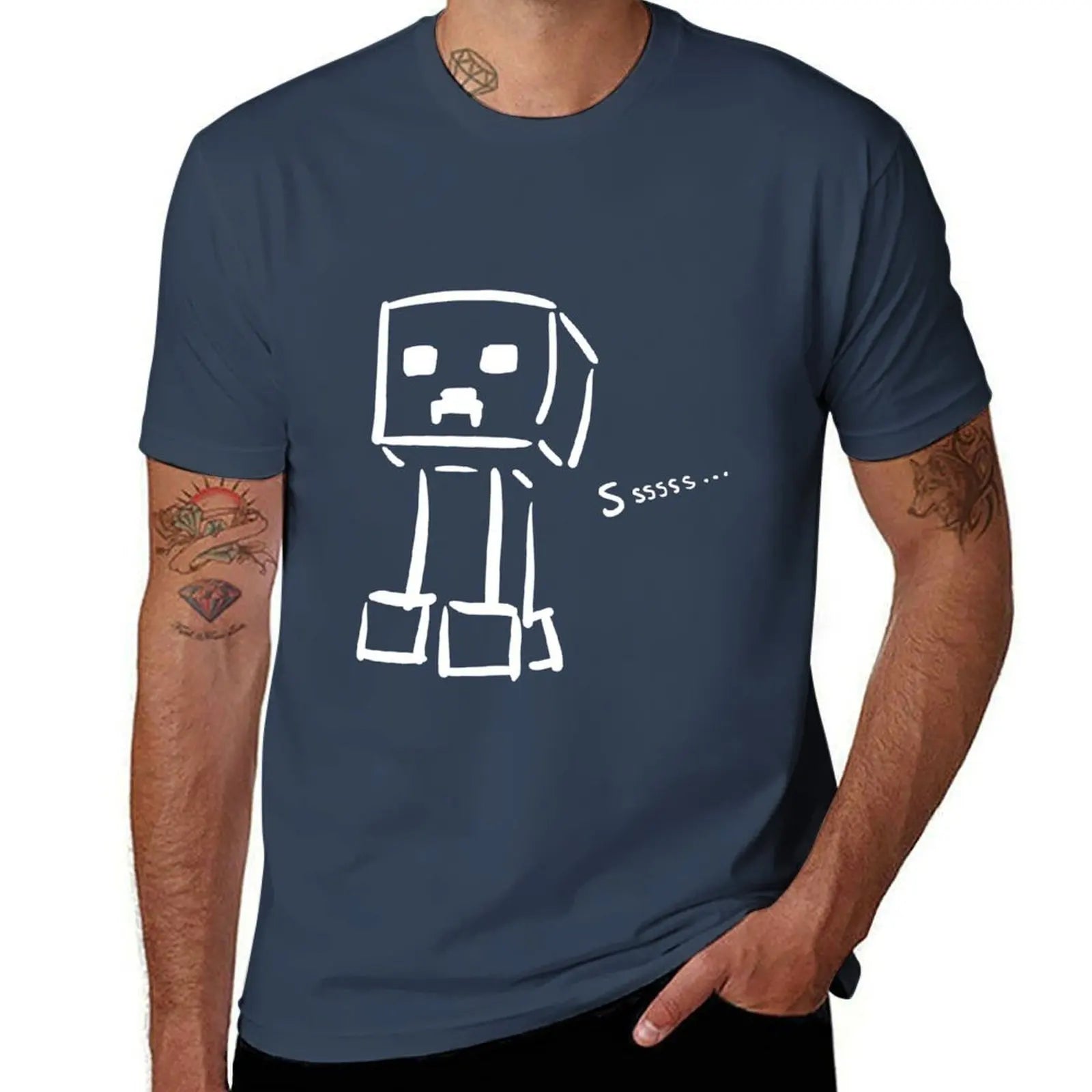 Creeper Sketch Gamer Tee 💚🎮 Soft Cotton Cool for Minecraft Fans - ThiGui