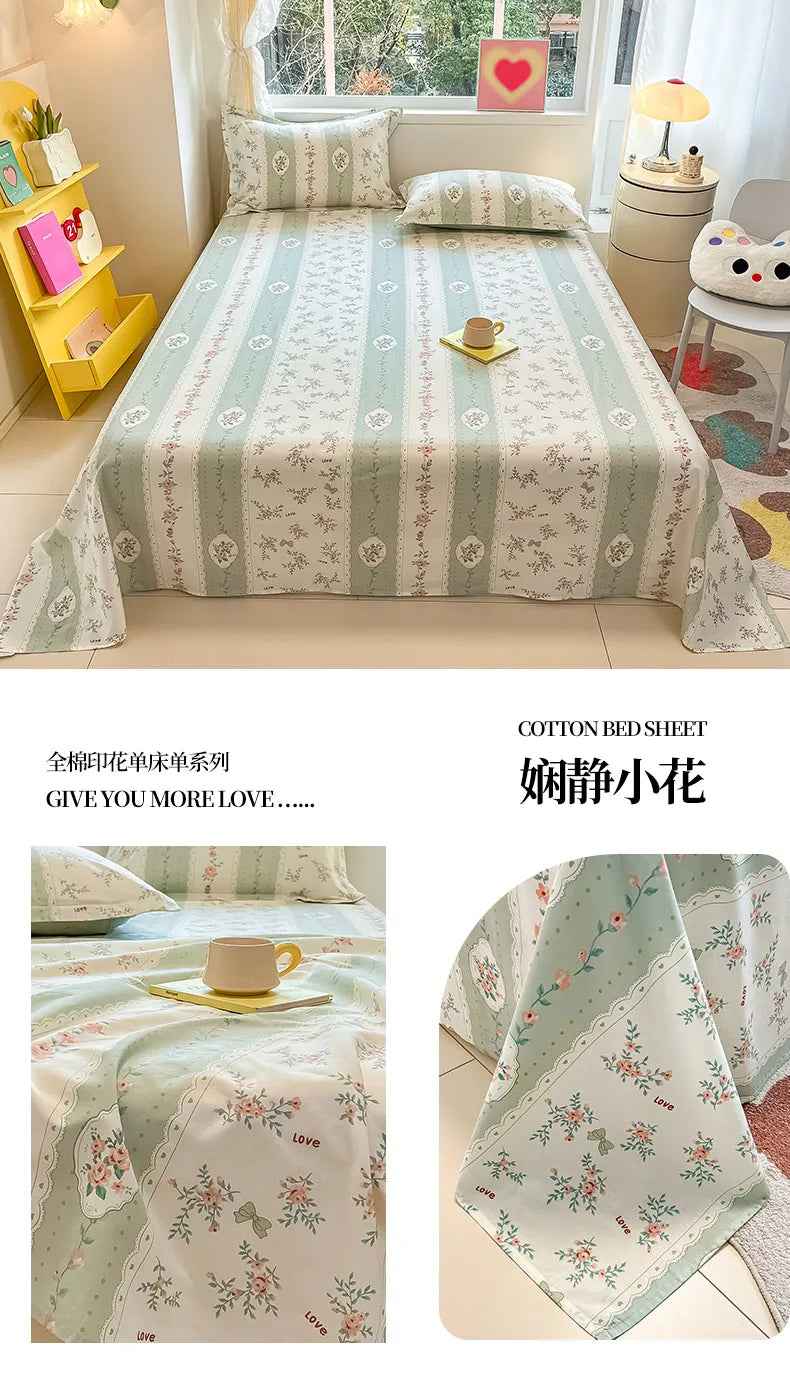 🛏️Fresh Flowers, Sweet Dreams – Soft Cotton Bed Sheet for Kids 🌸 - ThiGui