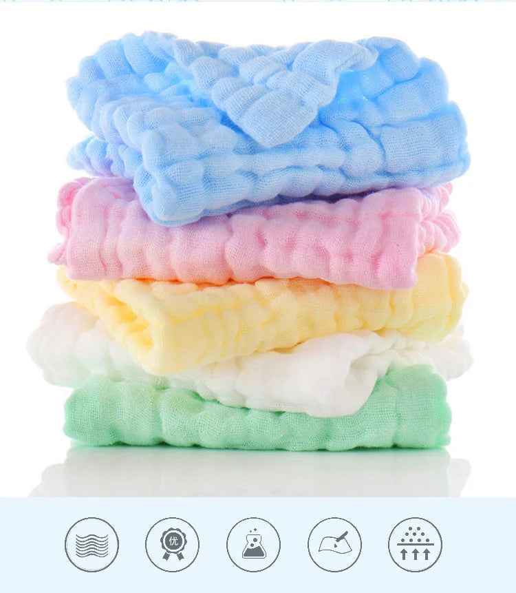 🧼 Everyday Heroes! 💖 5x Muslin Baby Washcloths – Soft, Handy & Gentle for Face, Bath & Feeding Time 🍼 - ThiGui