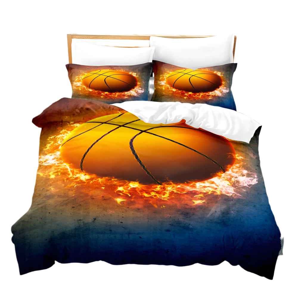 🏀 Double the Fun for Sports Fans! 3D Basketball & Football Bedding Set - ThiGui