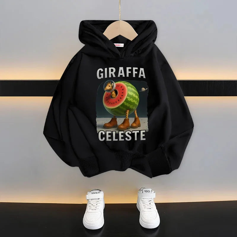 Italian Brainrot Tung Tung Hoodie 😆🧥 Fun Thin Cartoon Sweatshirt for Boys - ThiGui