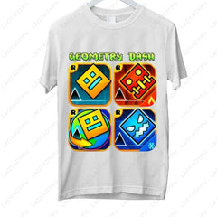 Dash Into Fun Geometry Dash Tee 🎮⚡ Cool 3D Gaming Cotton T-Shirt - ThiGui