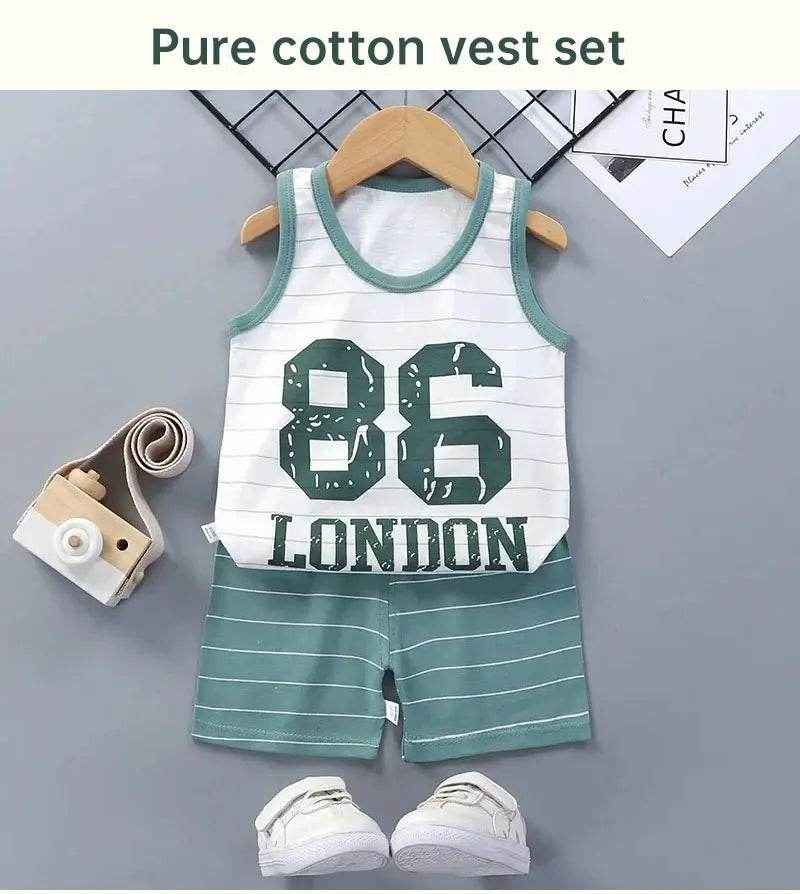 🌞Cool & Comfy Summer Outfit for Little Explorers – Cotton Tank & Shorts Set - ThiGui