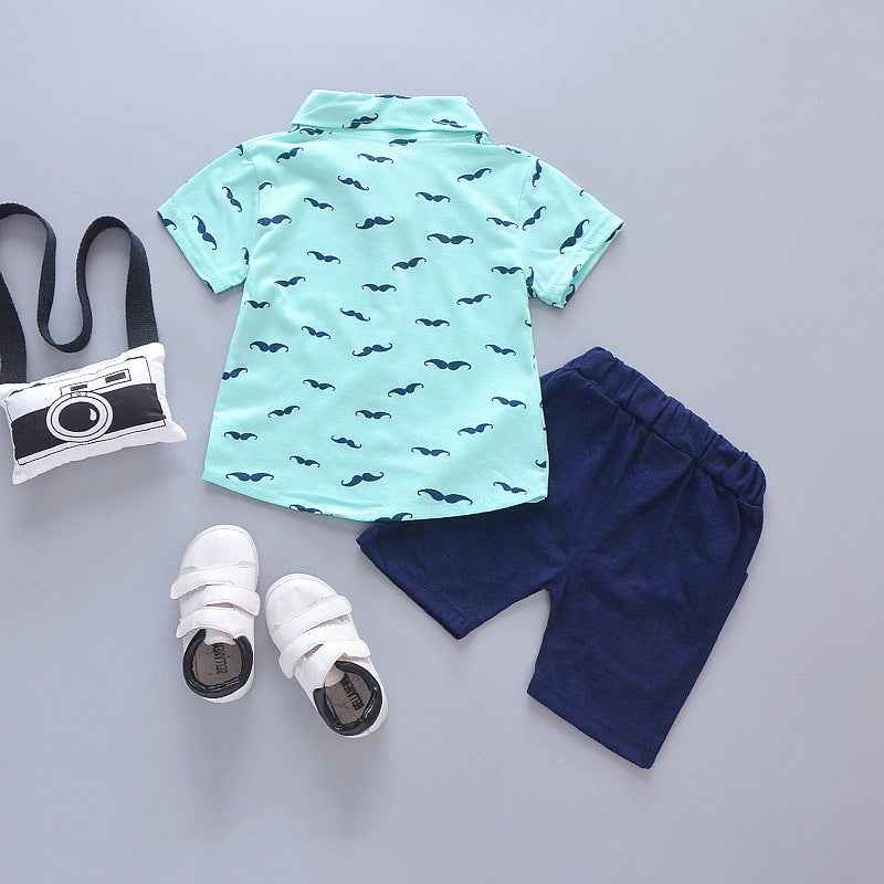 🧢 Charming Little Explorer Set – Cool Summer Shirt & Shorts for Adventurous Boys - ThiGui