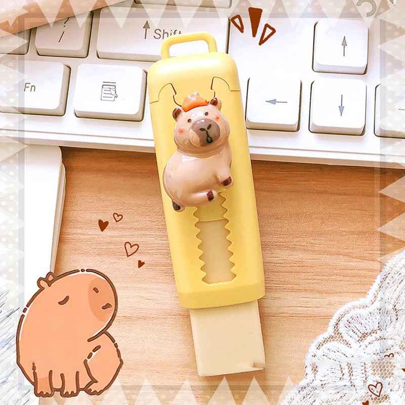 🐹 Kawaii Capybara Push-Pull Eraser – A Pencil Case Favourite with Big Personality! - ThiGui