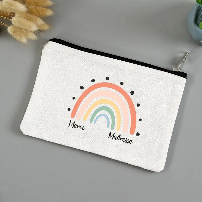 💄🖍️ Merci Maîtresse! Stylish Makeup & Pencil Pouch for Teacher Appreciation 💐🎁 - ThiGui