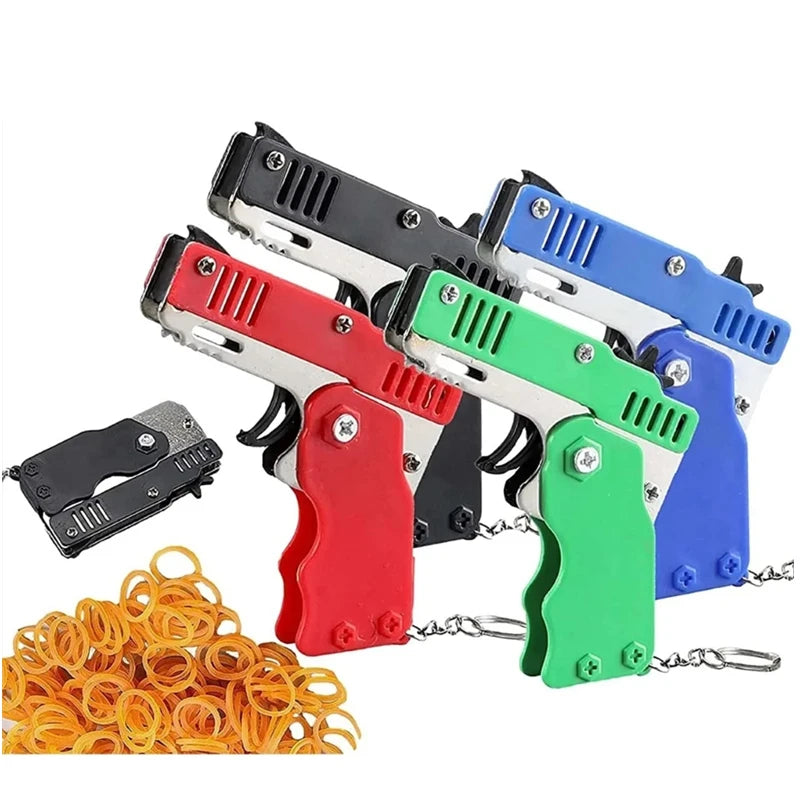 🎯 Mini Rubber Band Gun Keychain 🔫 | 60 Shots of Safe Fun for Boys on the Go! 🚗💨 - ThiGui