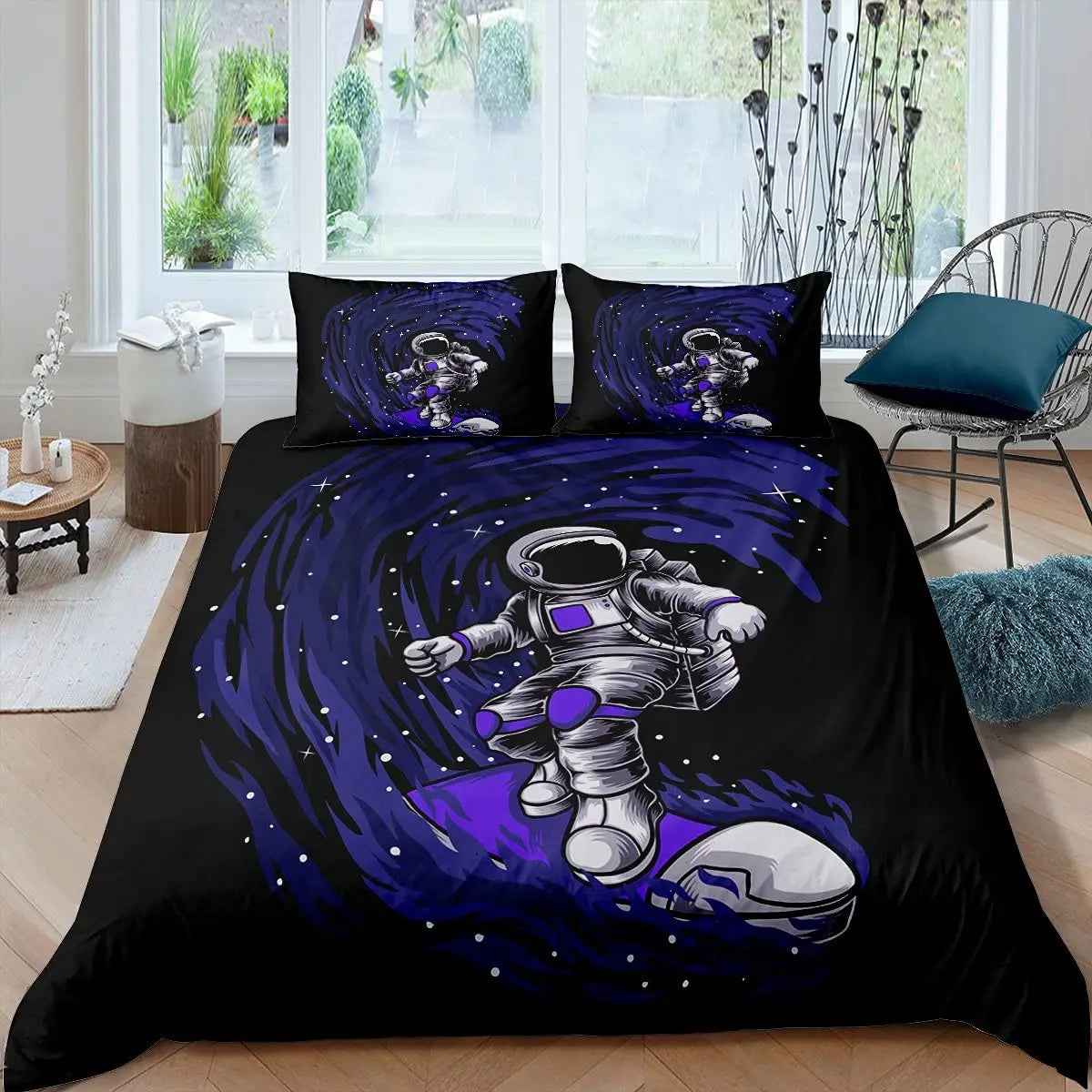 🚀Up, Up, and Asleep! Adorable Astronaut Bedding Set for Little Space Explorers - ThiGui