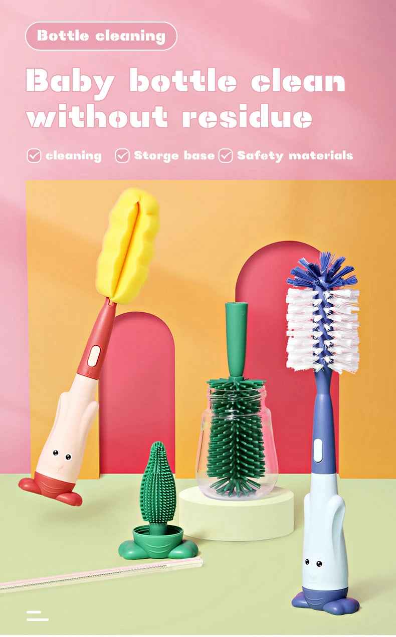 🍼 No-Nook-Uncleaned! The Ultimate Soft Silicone Baby Bottle & Pacifier Brush Set 💦 - ThiGui