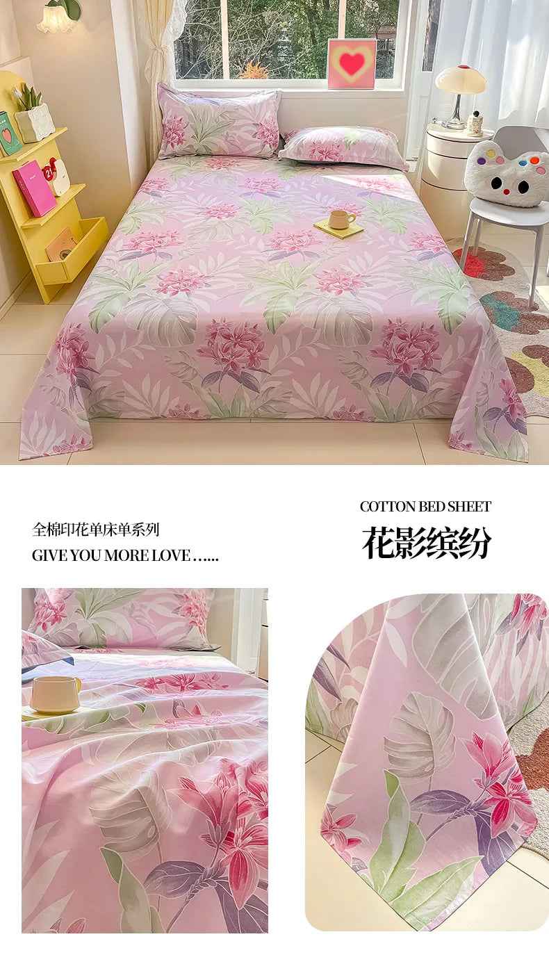 🛏️Fresh Flowers, Sweet Dreams – Soft Cotton Bed Sheet for Kids 🌸 - ThiGui