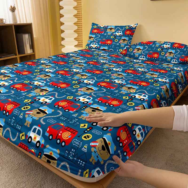 🚑Zoom Off to Bed! Adorable First Aid Car Fitted Sheet for Little Heroes - ThiGui