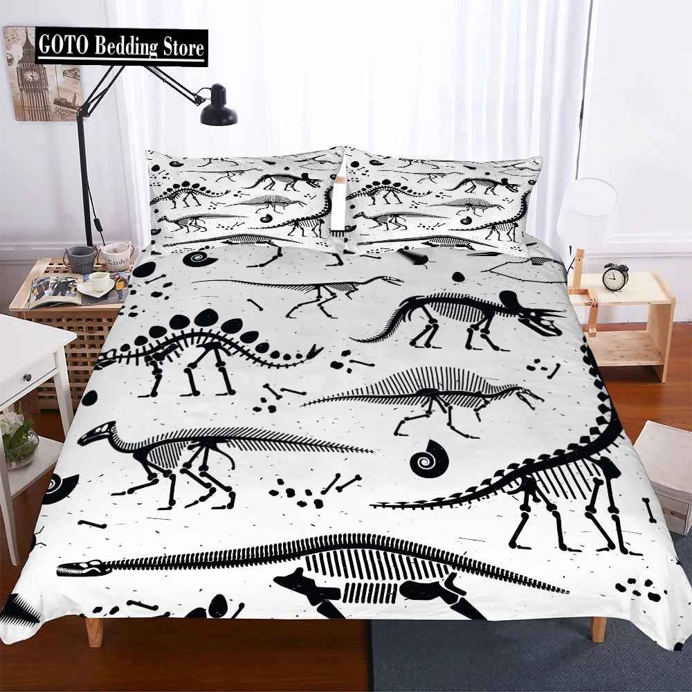 🦖Jurassic Dreams! 3D Dinosaur Bone Bedding Set for Budding Paleontologists - ThiGui