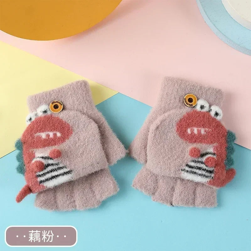🦕 Dino Flip Gloves – Warm, Fun & Finger-Free for Little Writers! ❄️✋ - ThiGui