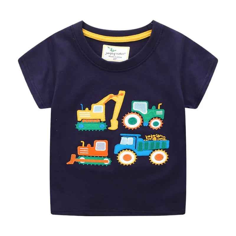 ✈️ High-Flying Style! Embroidered Aircraft Tee for Little Adventurers ☁️ - ThiGui