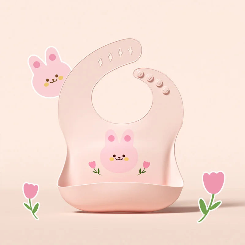 🐻🍽️ Soft Silicone Baby Bib – Cute, Comfy & Totally Mess-Proof! 💧👶 - ThiGui